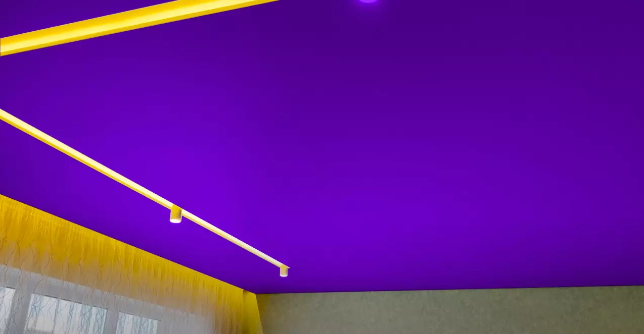 Фиолетовый натяжной потолок для детской